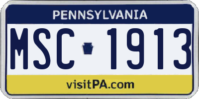 PA license plate MSC1913