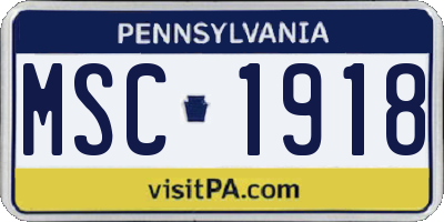 PA license plate MSC1918