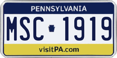 PA license plate MSC1919