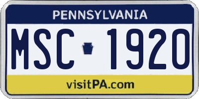 PA license plate MSC1920