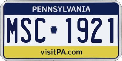 PA license plate MSC1921