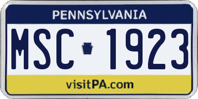 PA license plate MSC1923