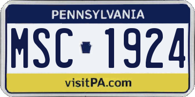 PA license plate MSC1924