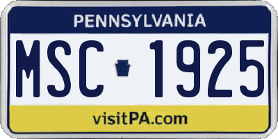 PA license plate MSC1925