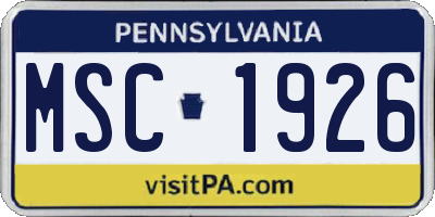PA license plate MSC1926