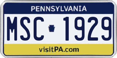 PA license plate MSC1929