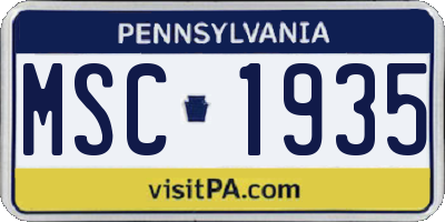 PA license plate MSC1935