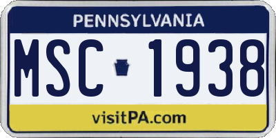 PA license plate MSC1938