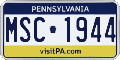 PA license plate MSC1944