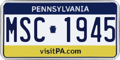 PA license plate MSC1945
