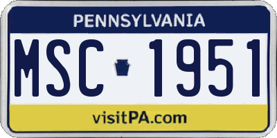 PA license plate MSC1951