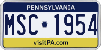 PA license plate MSC1954