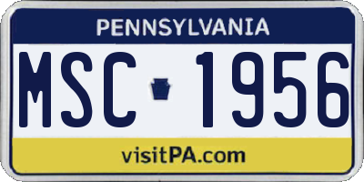 PA license plate MSC1956