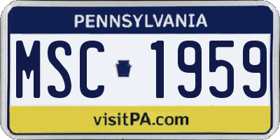PA license plate MSC1959