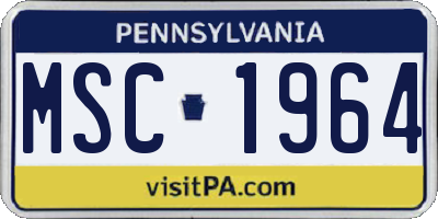 PA license plate MSC1964