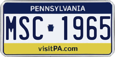 PA license plate MSC1965