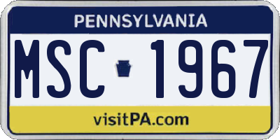 PA license plate MSC1967