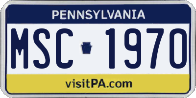 PA license plate MSC1970