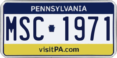 PA license plate MSC1971