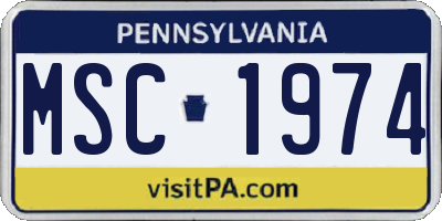 PA license plate MSC1974