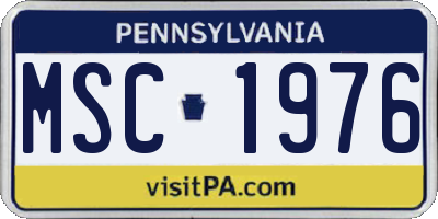 PA license plate MSC1976