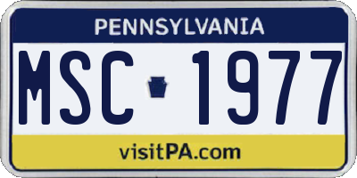 PA license plate MSC1977