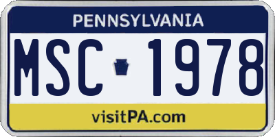 PA license plate MSC1978