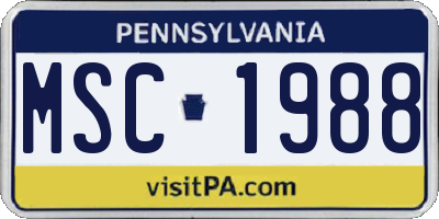 PA license plate MSC1988