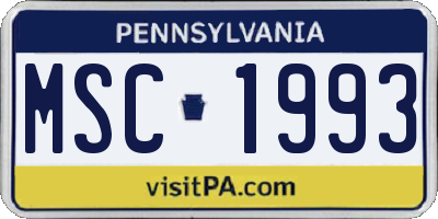 PA license plate MSC1993