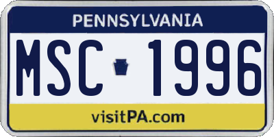 PA license plate MSC1996