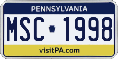PA license plate MSC1998