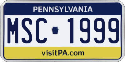 PA license plate MSC1999