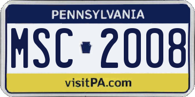 PA license plate MSC2008