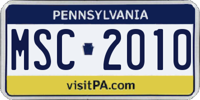 PA license plate MSC2010