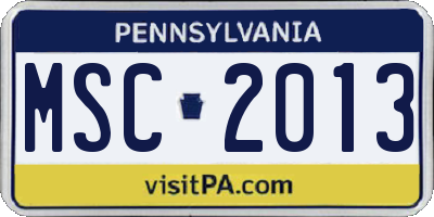 PA license plate MSC2013