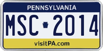 PA license plate MSC2014