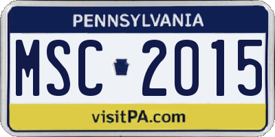 PA license plate MSC2015