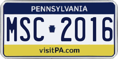 PA license plate MSC2016