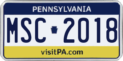 PA license plate MSC2018