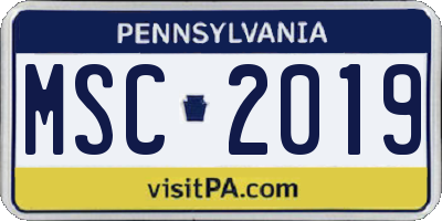 PA license plate MSC2019