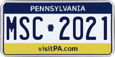 PA license plate MSC2021