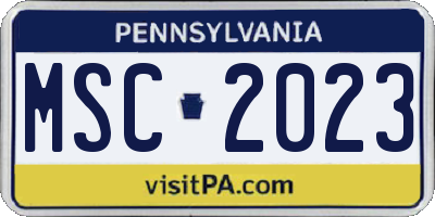PA license plate MSC2023