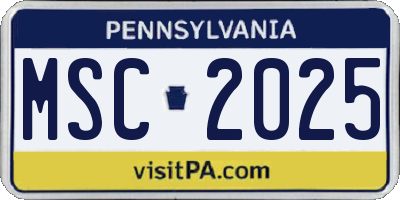 PA license plate MSC2025