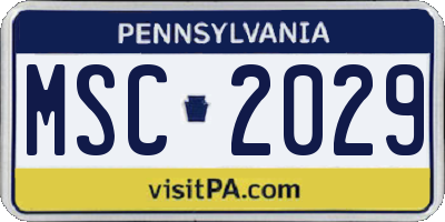 PA license plate MSC2029