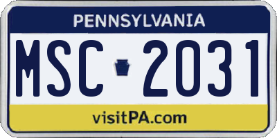 PA license plate MSC2031