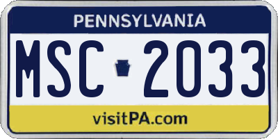 PA license plate MSC2033