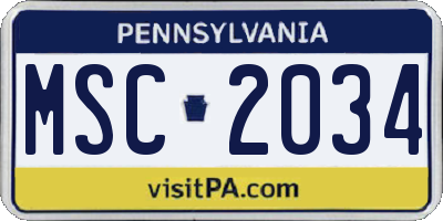 PA license plate MSC2034