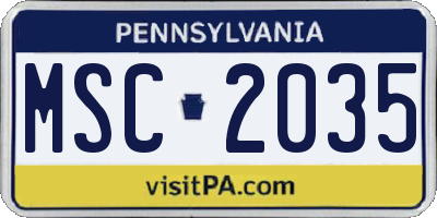 PA license plate MSC2035