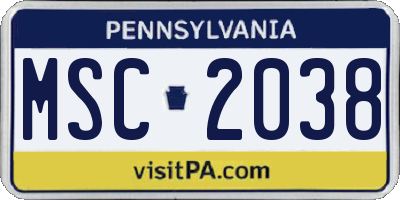 PA license plate MSC2038