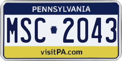 PA license plate MSC2043